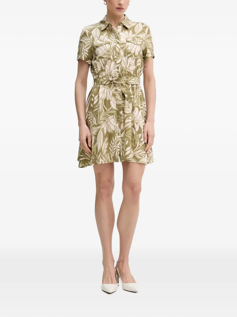 Gaudi Mini-jurk met bloemenprint en ceintuur Groen