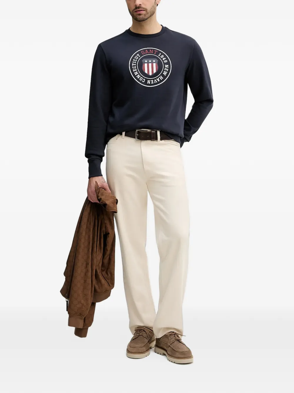 Gant Sweater met logoprint Blauw