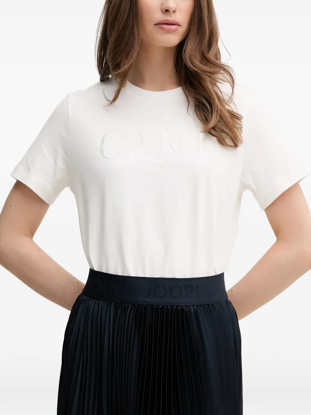 Gant T-shirt con logo ricamato - Bianco