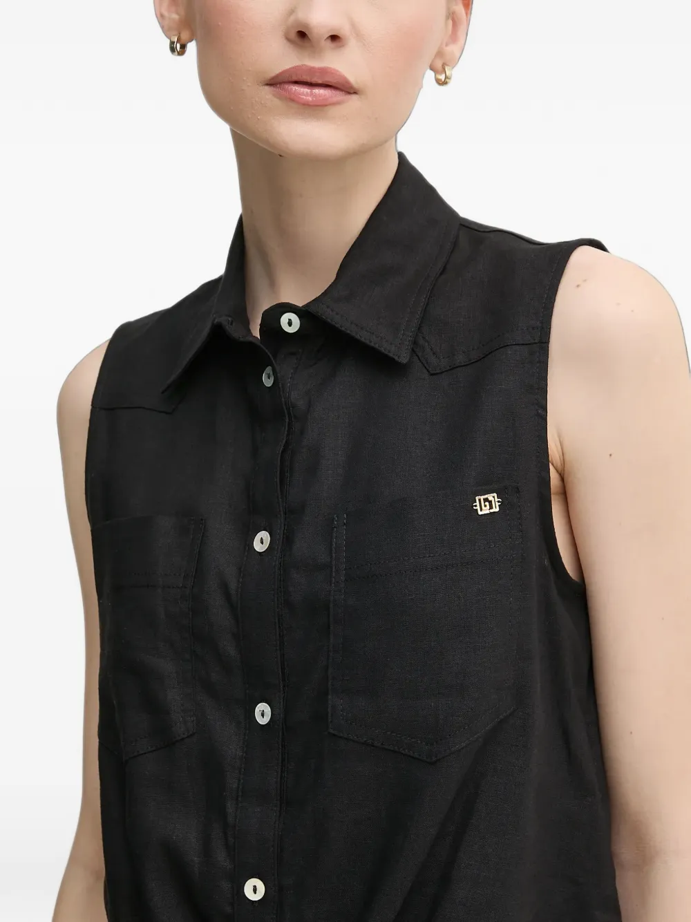 Gaudi logo-detail sleeveless shirt Zwart