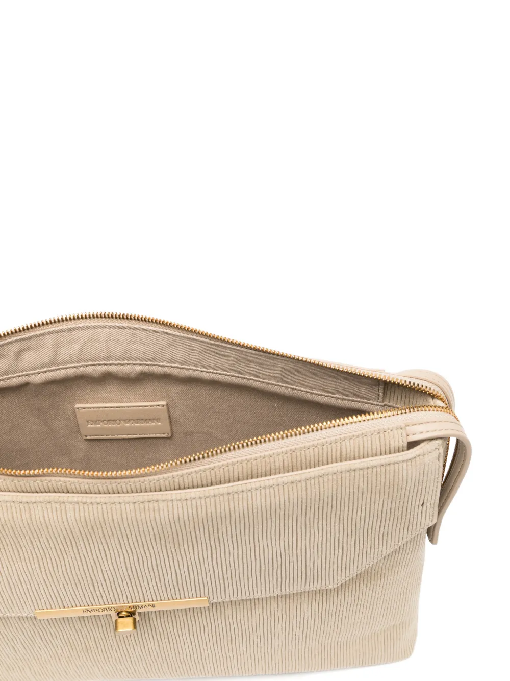 Emporio Armani ASV clutch met ribfluwelen-effect en logoplakkaat Grijs