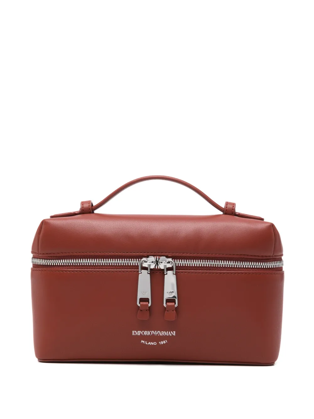 Emporio Armani logo-print leather tote bag - Marrone