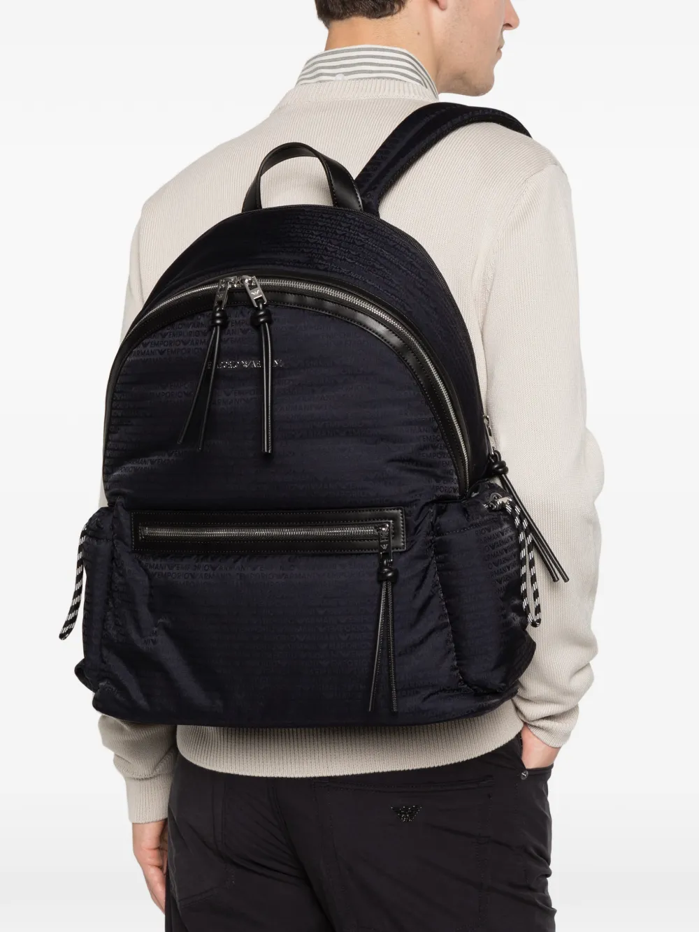 Emporio Armani Rugzak met logo-jacquard Blauw