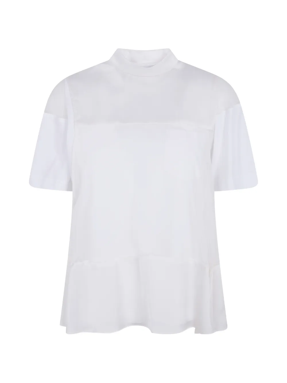 sacai panelled mock-neck T-shirt - Bianco