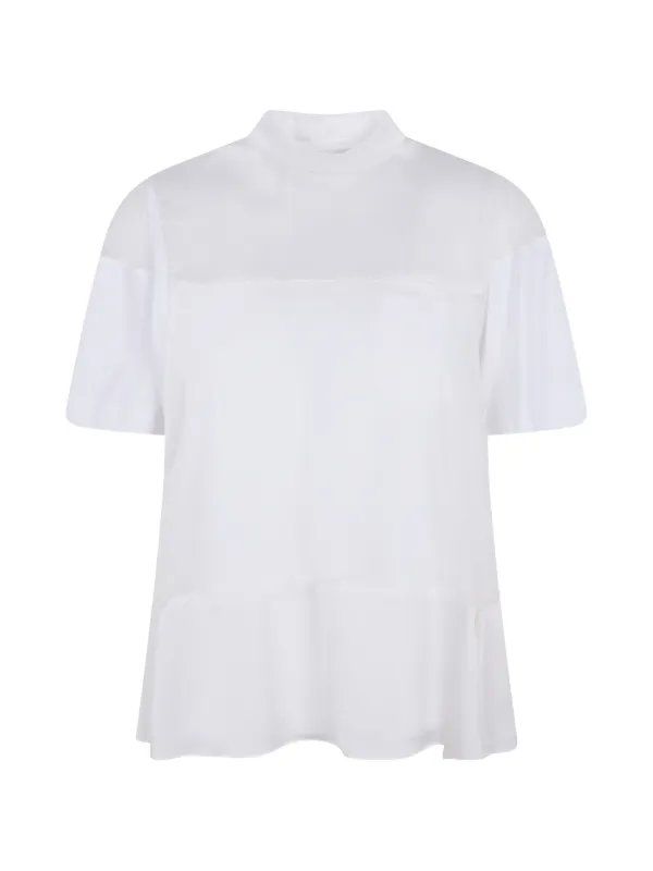 Sacai Panelled Mock-neck T-shirt in White