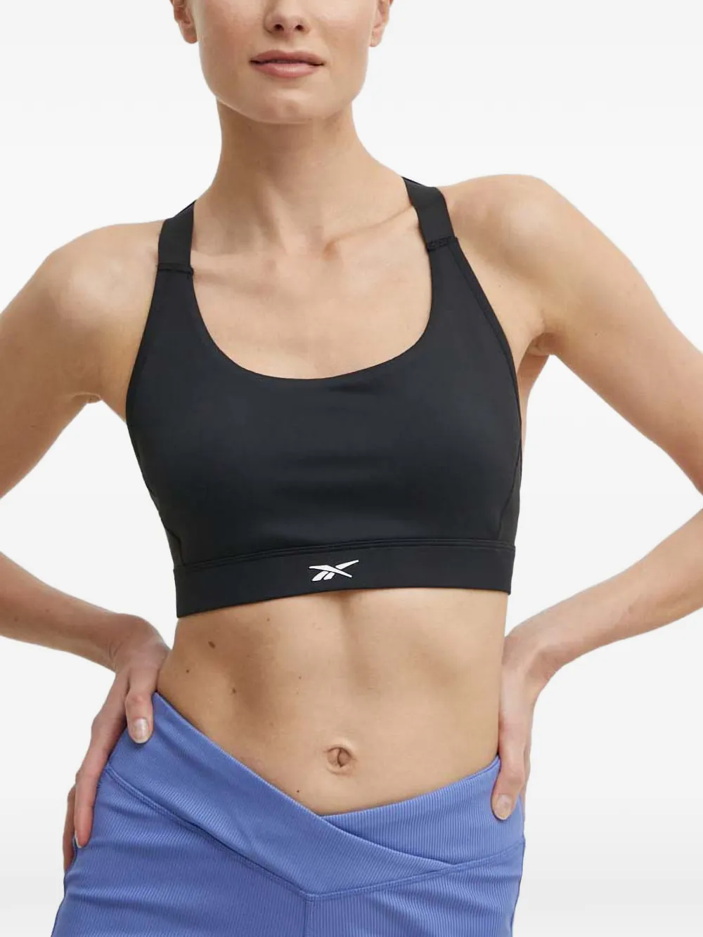 Reebok Lux logo-print racerback bra - Nero