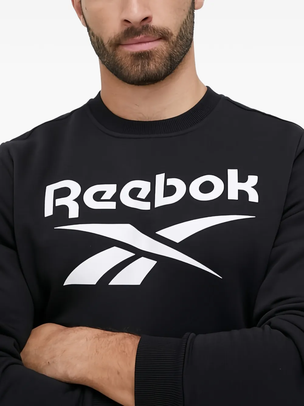 Reebok Sweater met logo en ronde hals Zwart