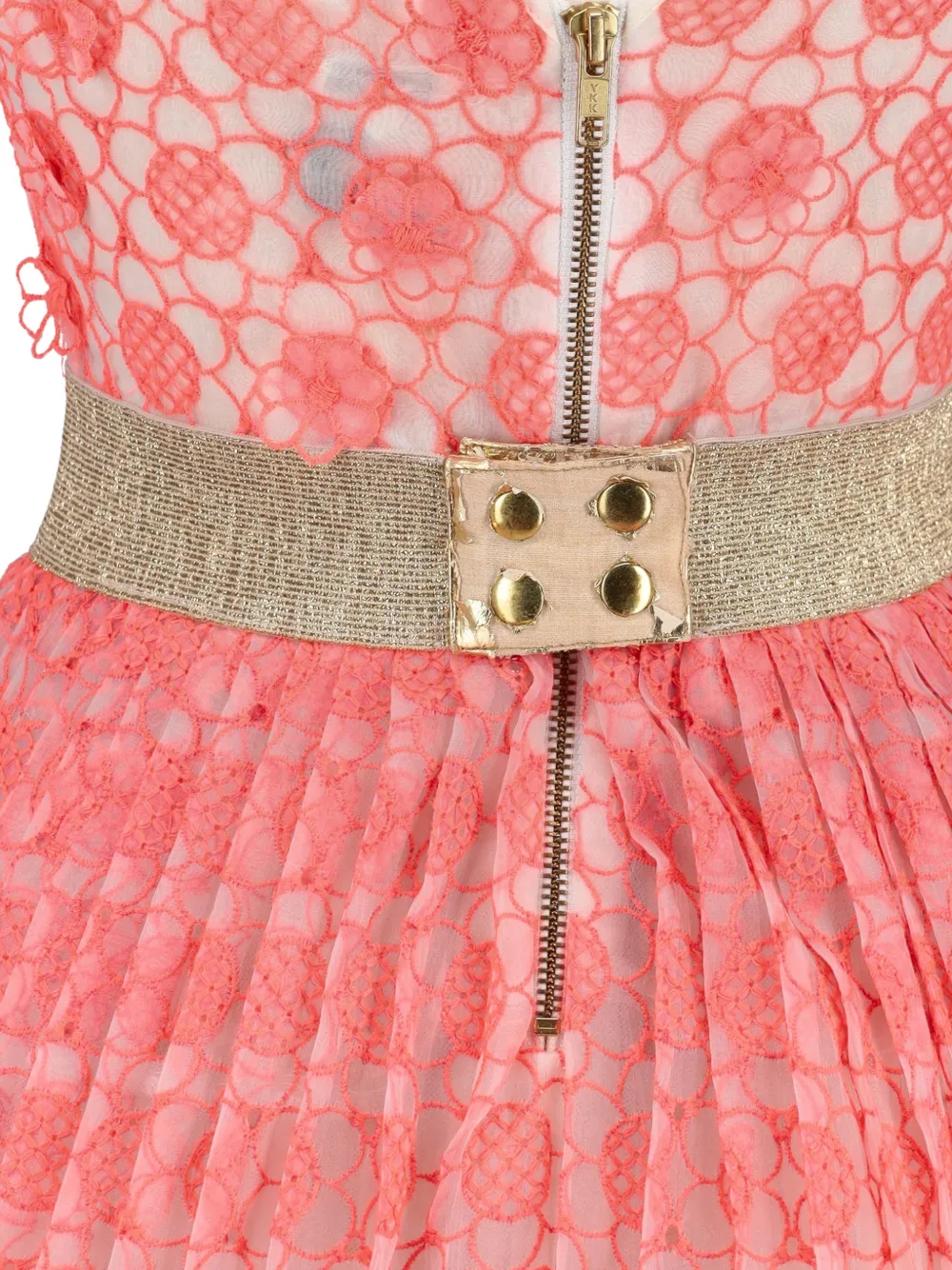  Manoush Flower Appliqué Pleated Dress - Pink 