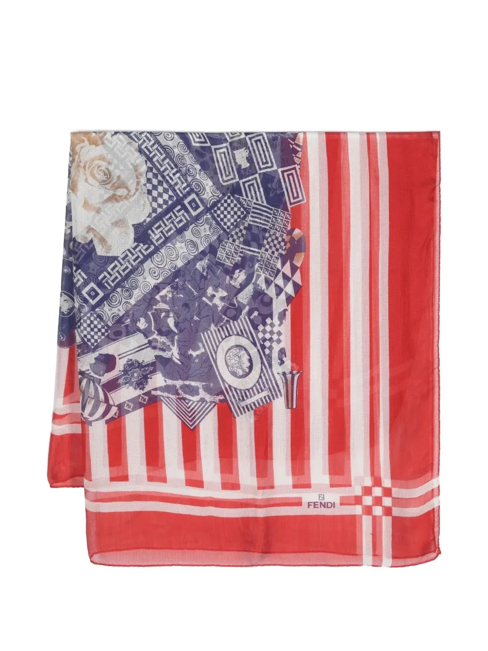 Fendi Pre-Owned silk mix print scarf - Bianco