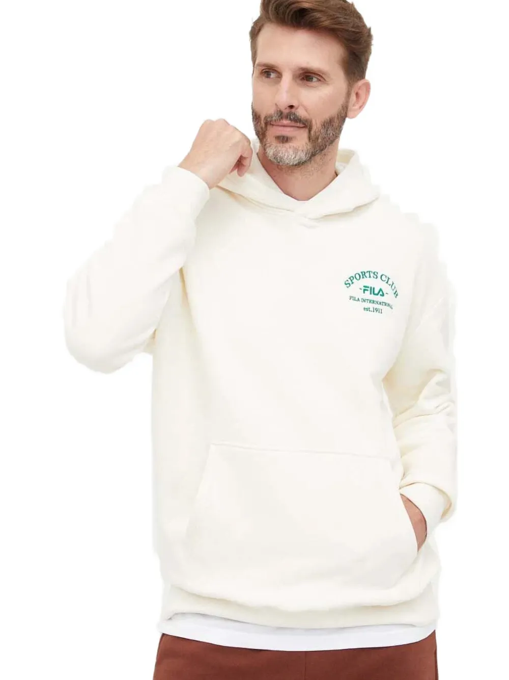 Fila Sweater met borduurwerk en capuchon Beige