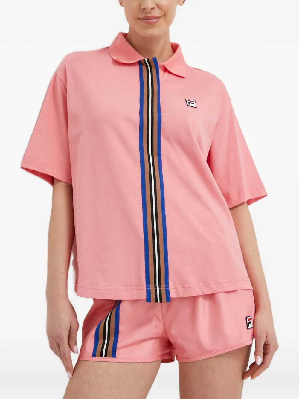 Fila striped logo-patch polo shirt