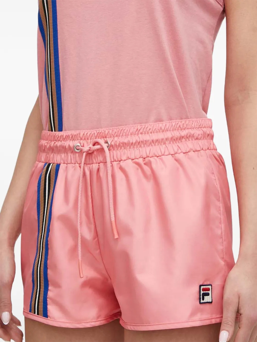 Fila short de bain rayé à patch logo - Rose