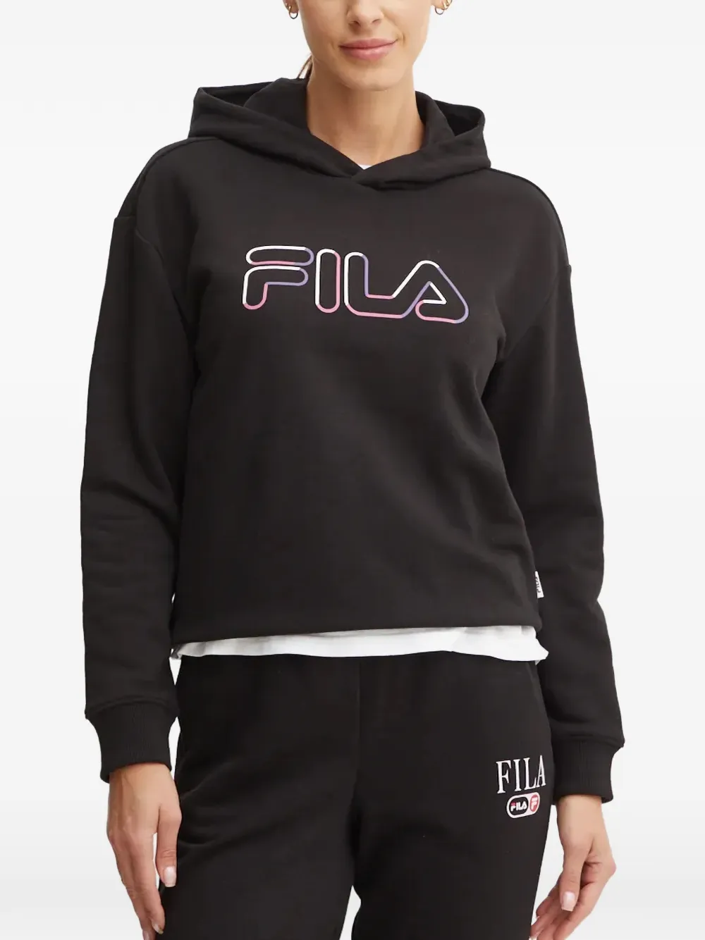 Fila Logo Hoodie In Black