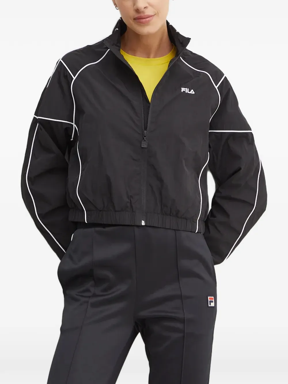 Fila piping-detail logo-print jacket - Schwarz