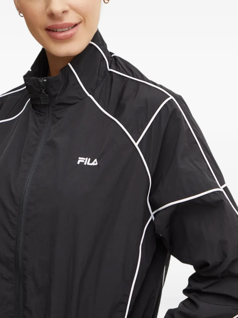 Fila piping-detail logo-print jacket Zwart