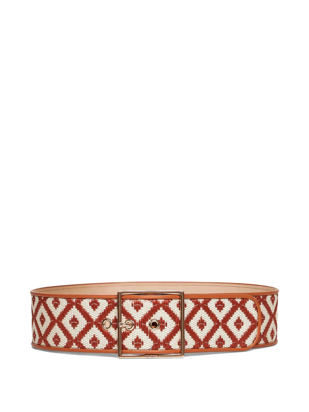 Max Mara raffia-effect wide fabric belt - Marrone