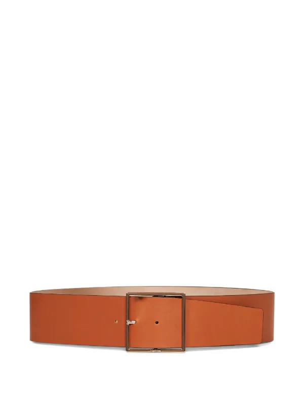 Max Mara Square-buckle Leather Belt in Brown