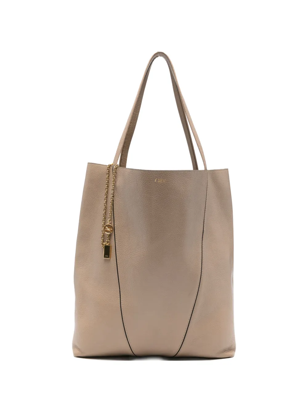 Chloé Pre-Owned large Spin V-shaped leather tote bag - Toni neutri