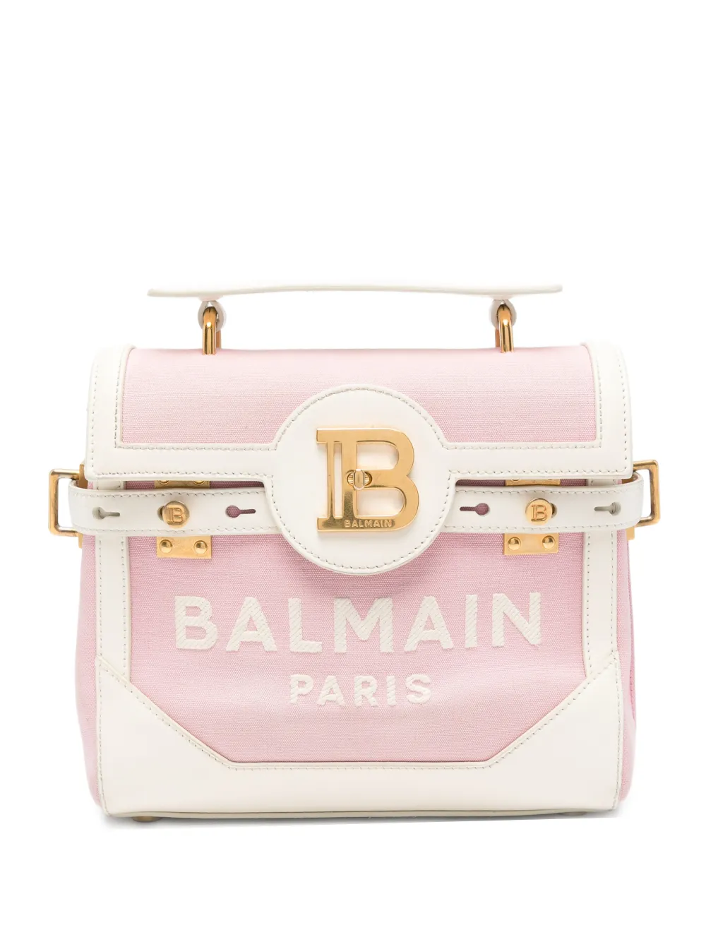 Pre-owned Balmain B-buzz 23 Canvas Tote Bag In Pink
