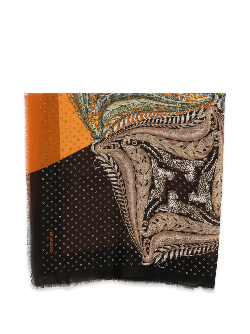 Ferragamo Pre-Owned Madras-print cashmere scarf - Marrone