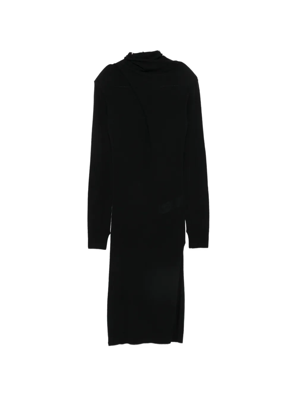 Attico Roll-neck Wool Dress In Black