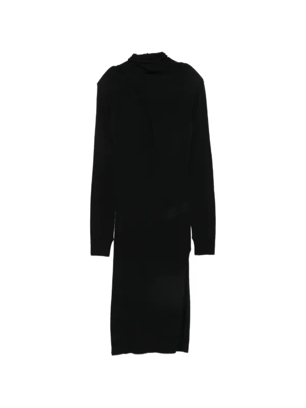 The Attico Roll-neck Wool Dress in Black