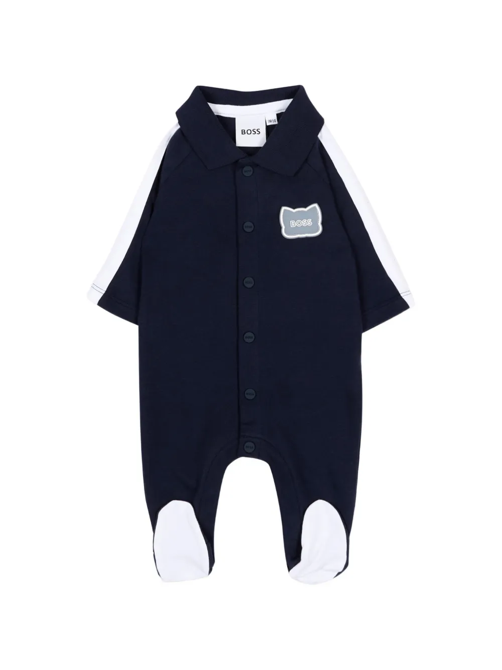 BOSS Kidswear stripe appliqued babygrow - Blau