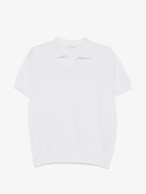 DIKTAT fine-knit V-neck polo shirt