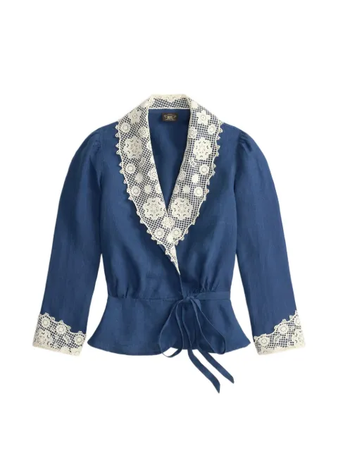 Ralph Lauren RRL blouse cache-cœur bordée de dentelle