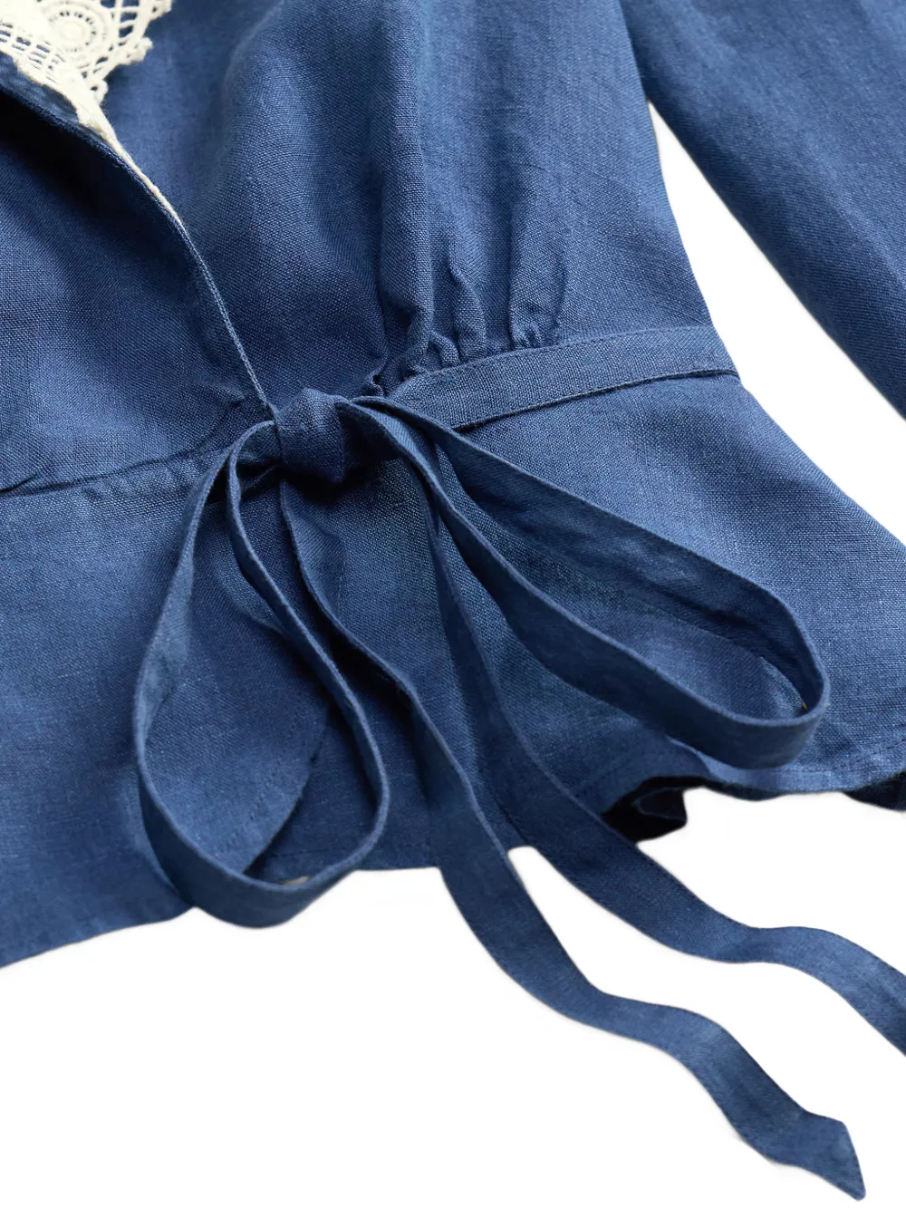Ralph Lauren RRL Wikkelblouse met kanten afwerking Blauw