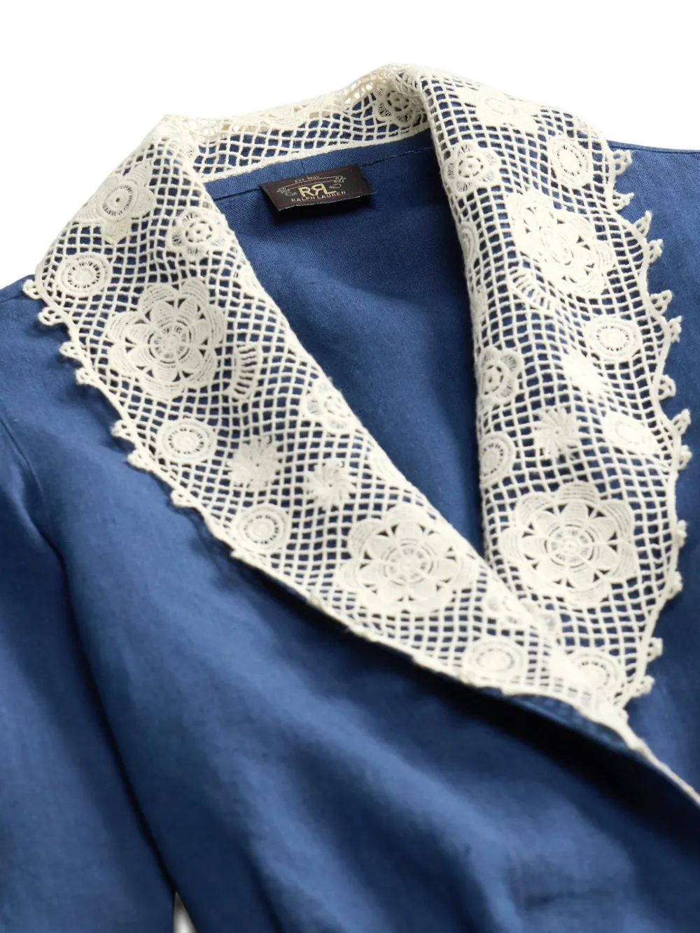 Ralph Lauren RRL Wikkelblouse met kanten afwerking Blauw