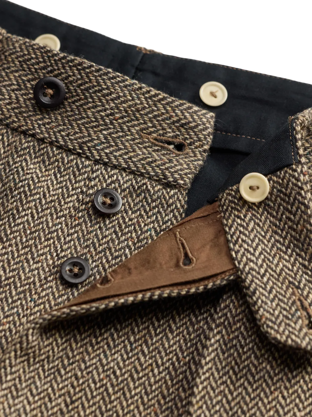 Ralph Lauren RRL Plooibroek met visgraatpatroon Bruin