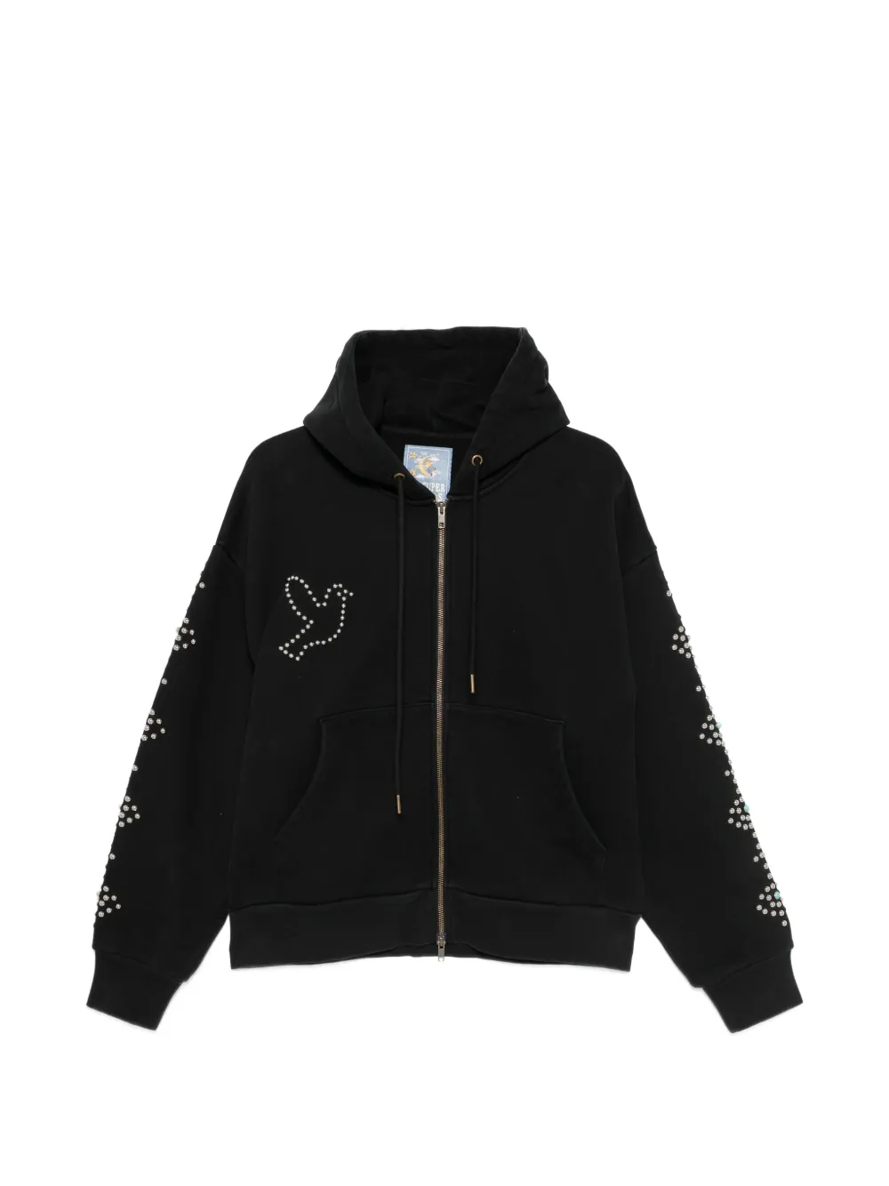 KidSuper Dove & Eye stud-embellished zip-up hoodie - Black
