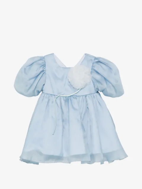 alapage flower-appliqué puff-sleeves dress