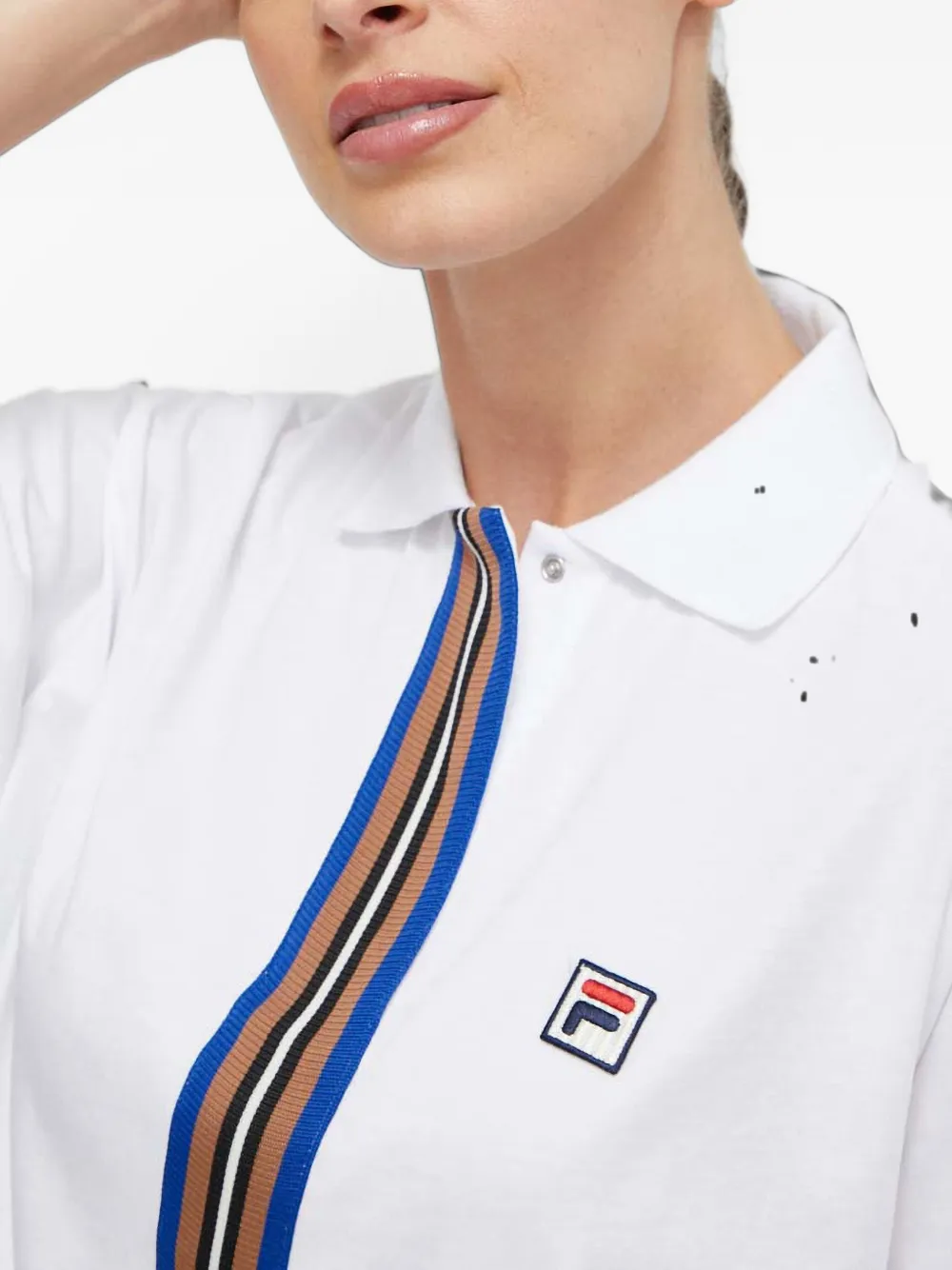 Fila Poloshirt met logopatch en gestreepte afwerking Wit