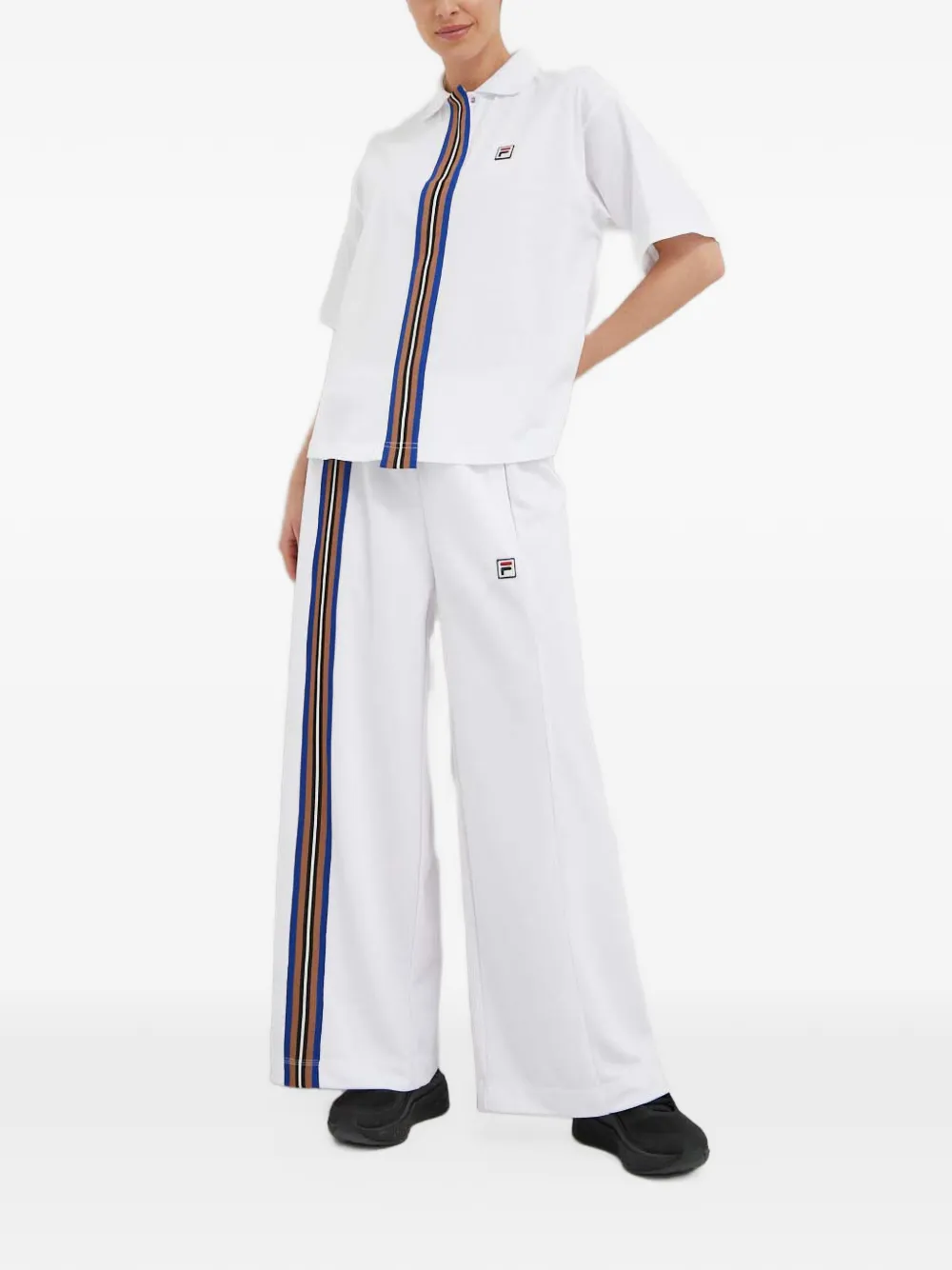 Fila Poloshirt met logopatch en gestreepte afwerking Wit