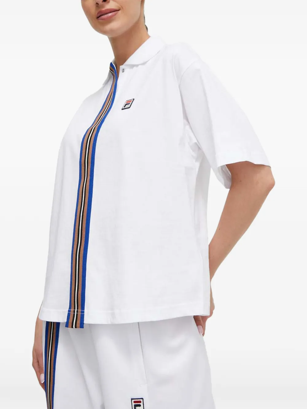 Fila Poloshirt met logopatch en gestreepte afwerking Wit