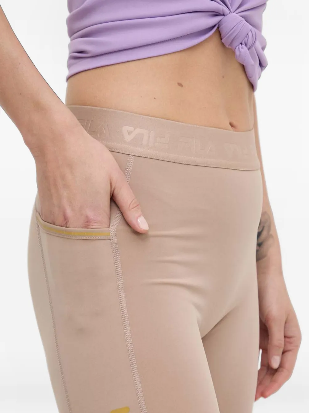 Fila Legging met logoband en zak Beige