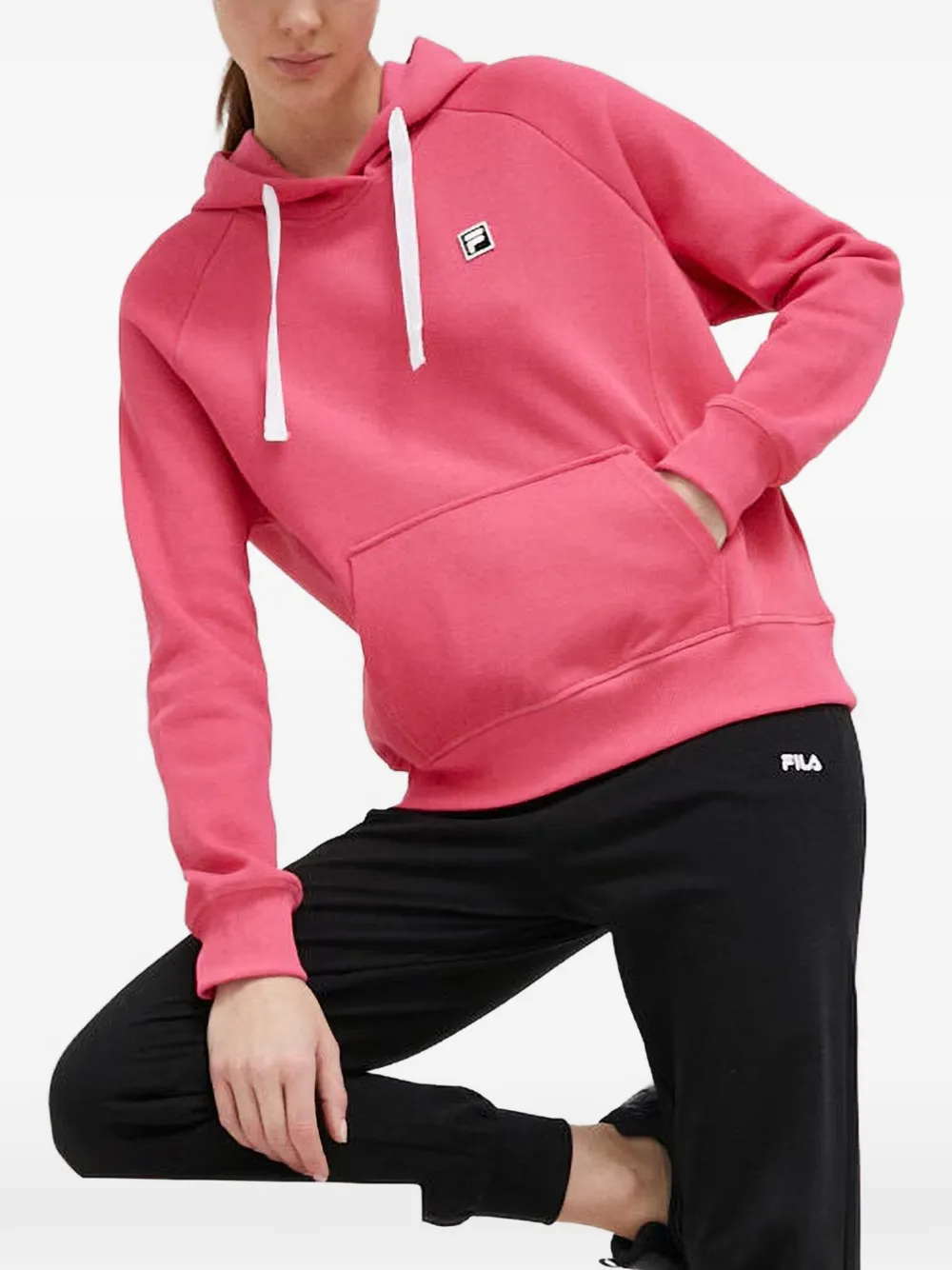 Fila Logo-appliqué Hoodie In Pink