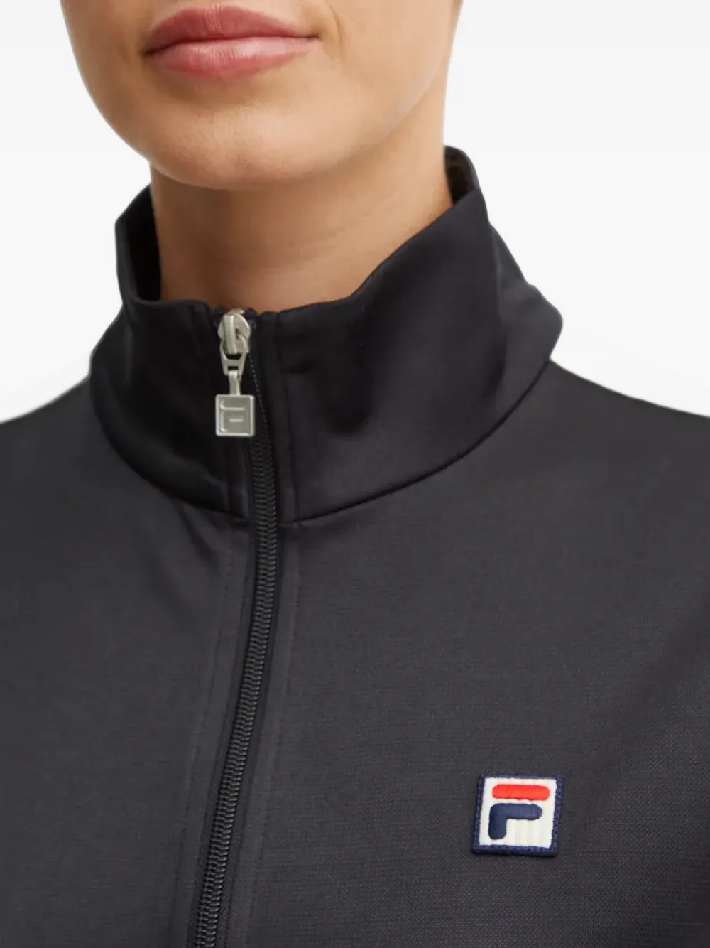 Fila Sweater met logopatch en rits Zwart