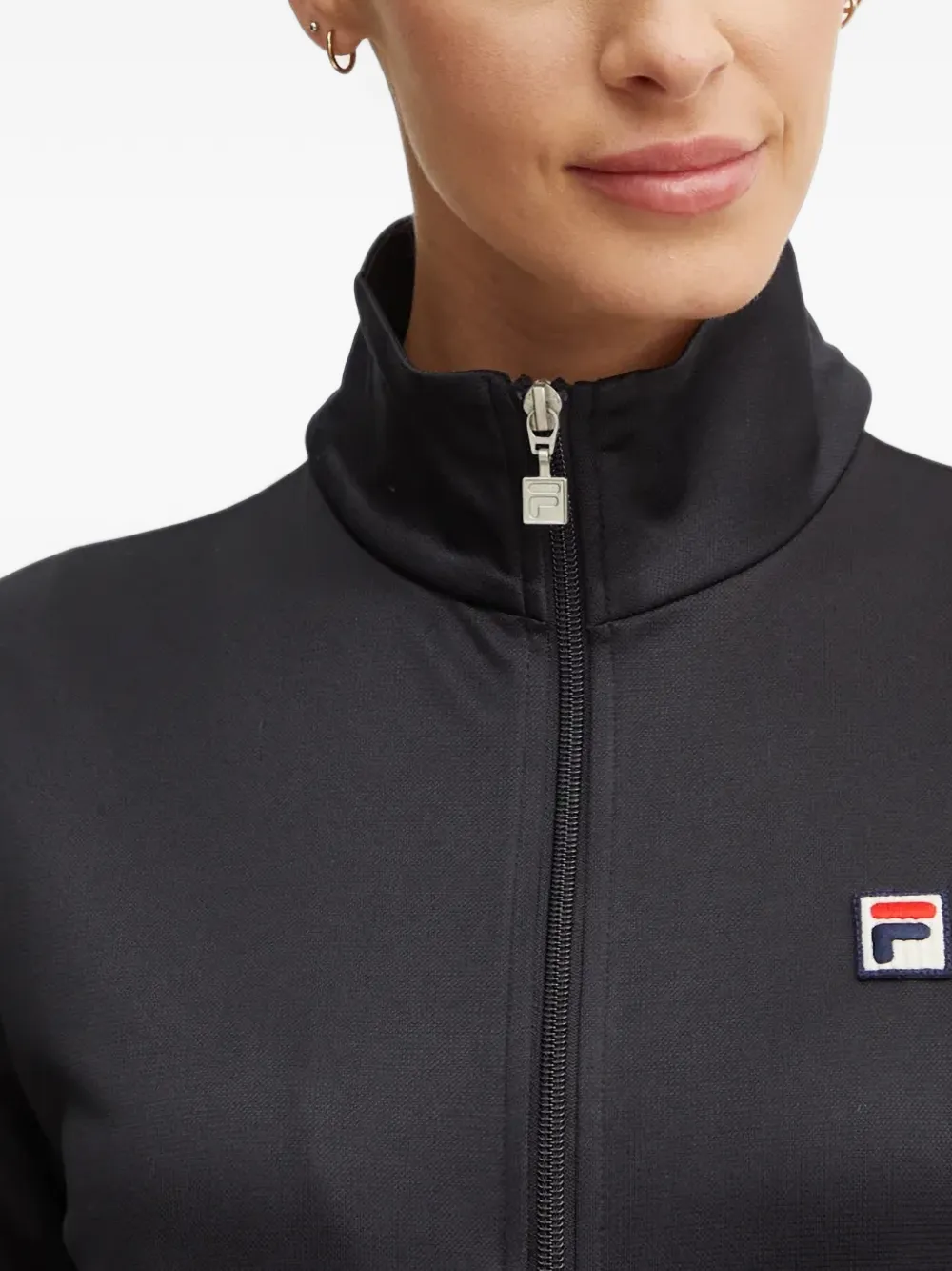 Fila Sweater met logopatch en rits Zwart