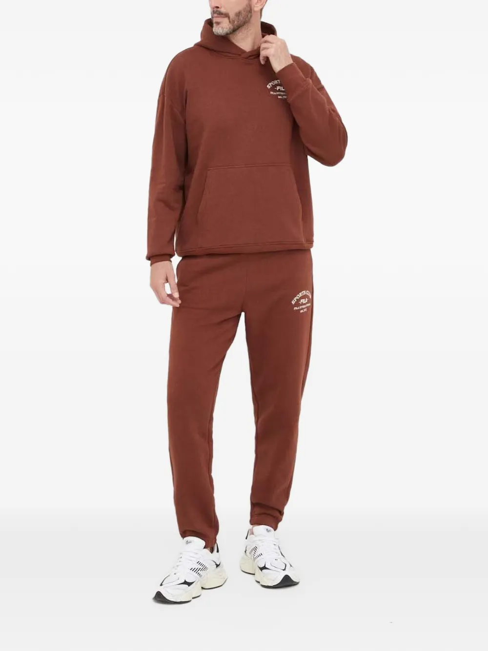 Fila Hoodie met geborduurd logo Bruin