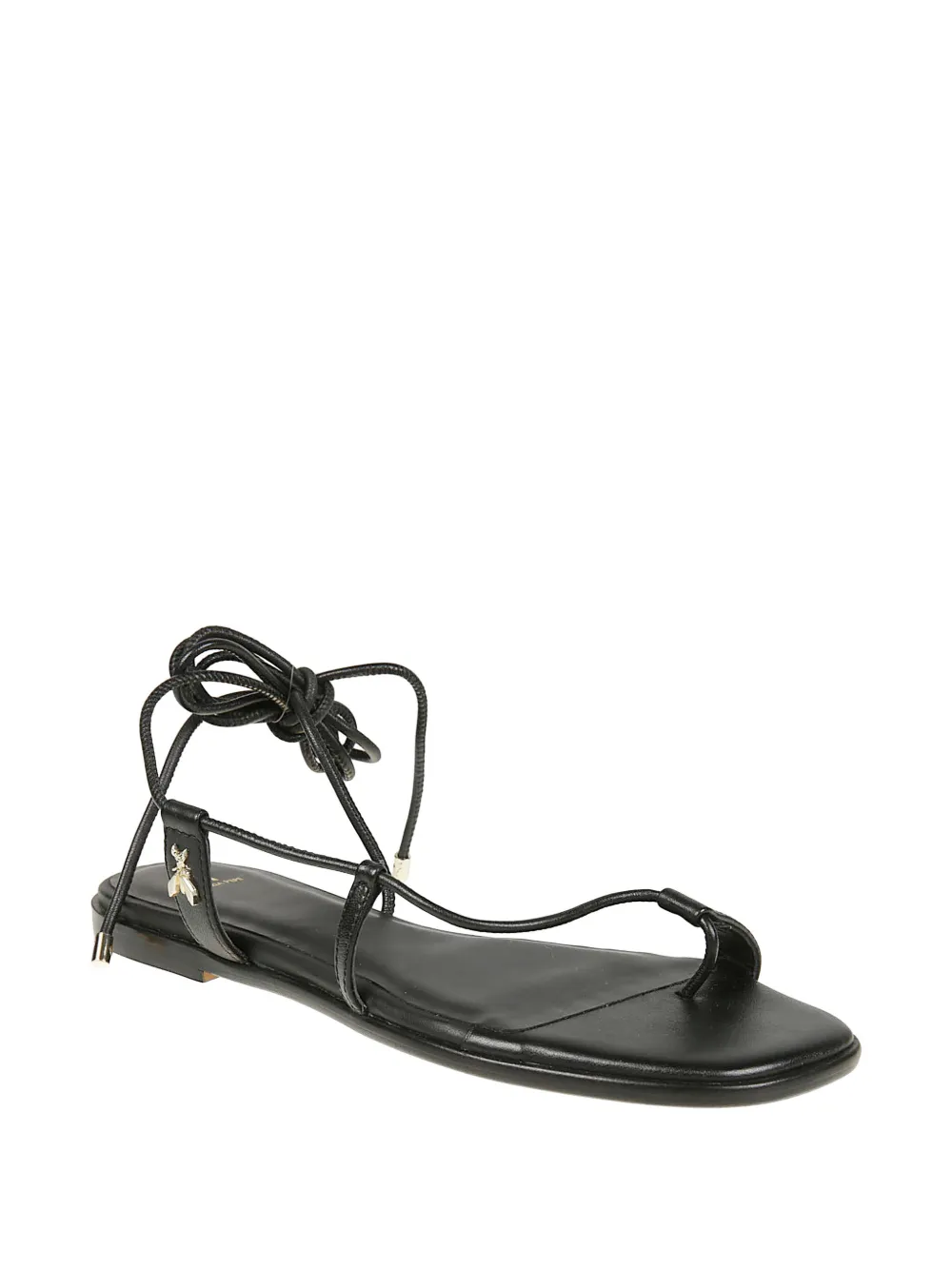 Patrizia Pepe strap leather flat sandals Zwart