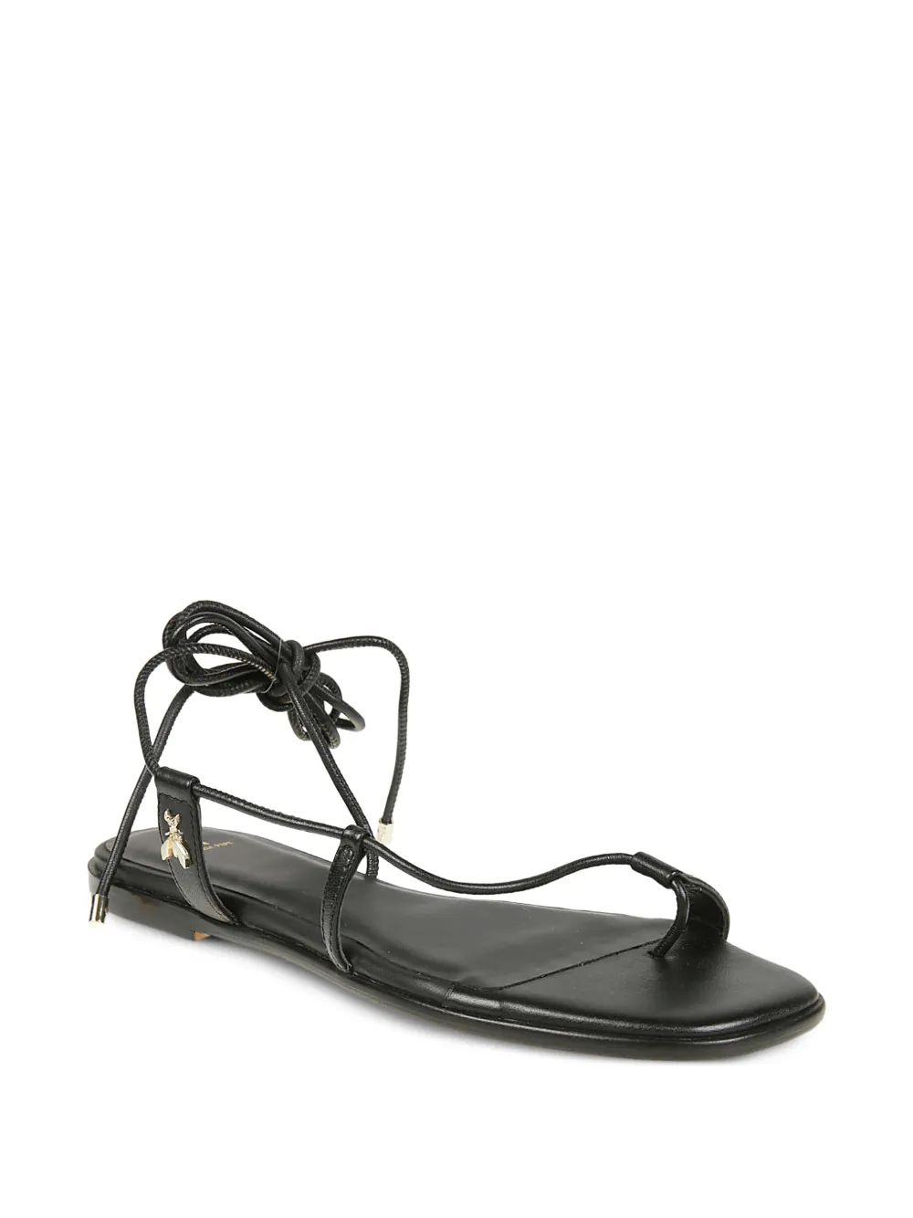  Patrizia Pepe Strap Leather Flat Sandals - Black 