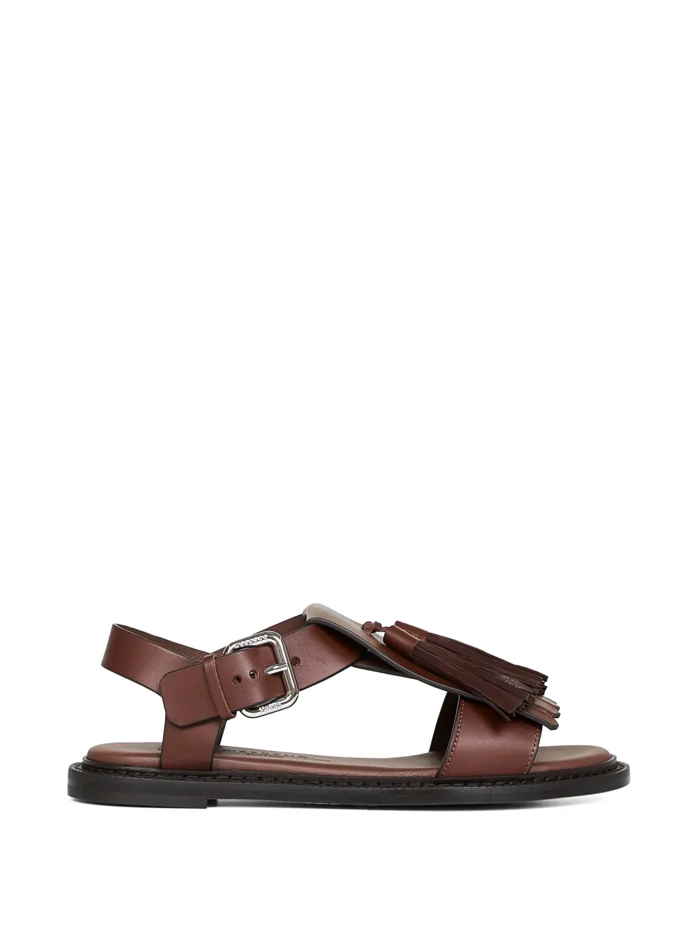 Weekend Max Mara fringed t-bar leather sandals Bruin