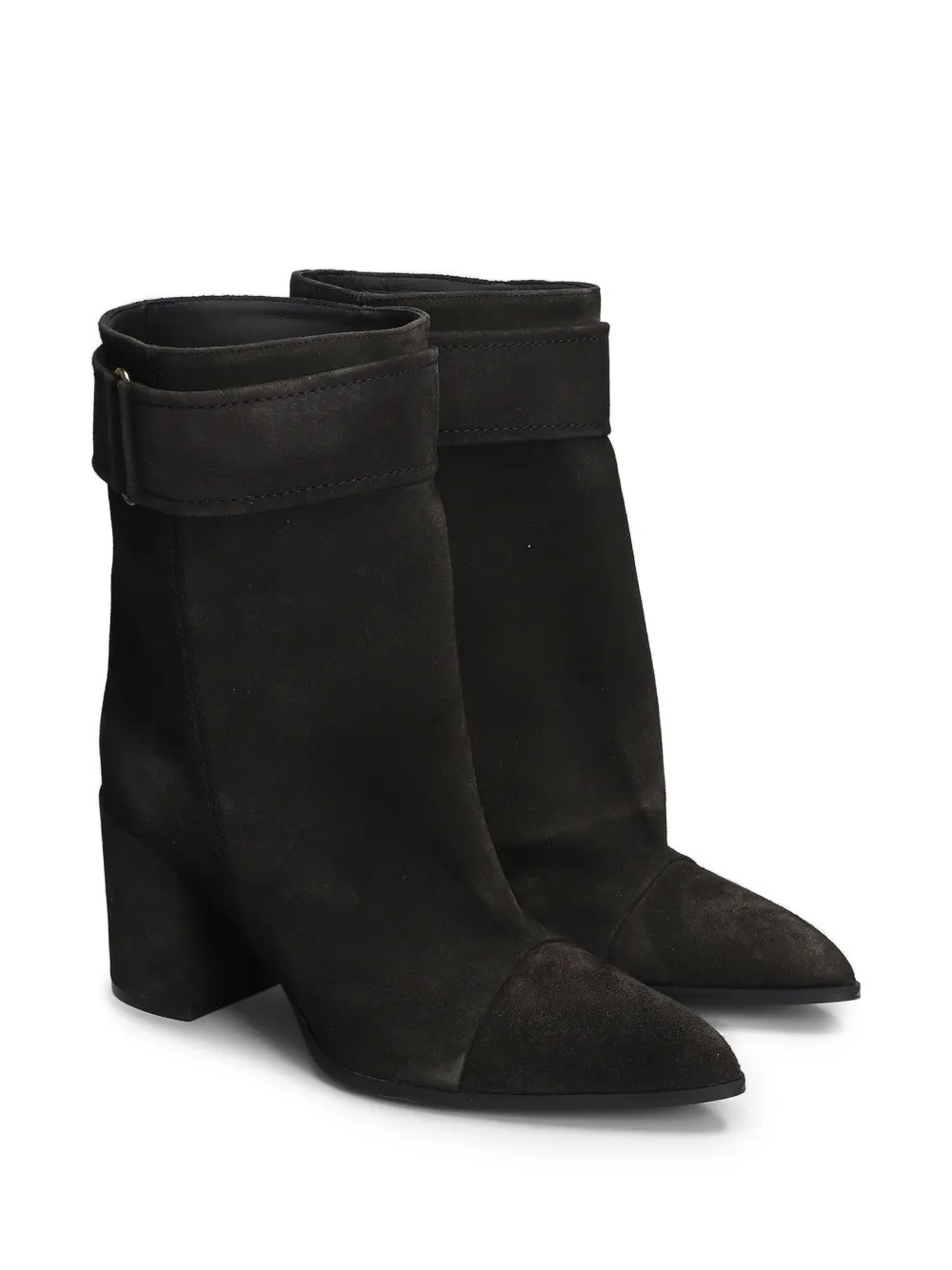  Lella Baldi 75mm Pointed-toe Suede Ankle Boots - Black 