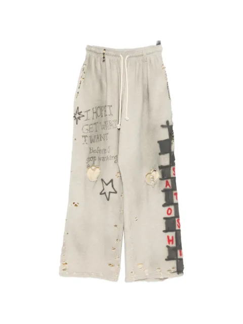 SATOSHI NAKAMOTO embellished printed trousers