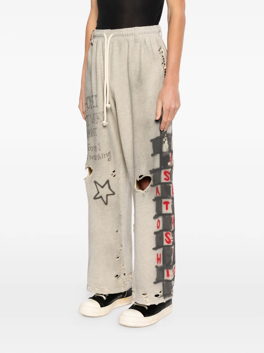  Satoshi Nakamoto Embellished Printed Trousers - Grey 