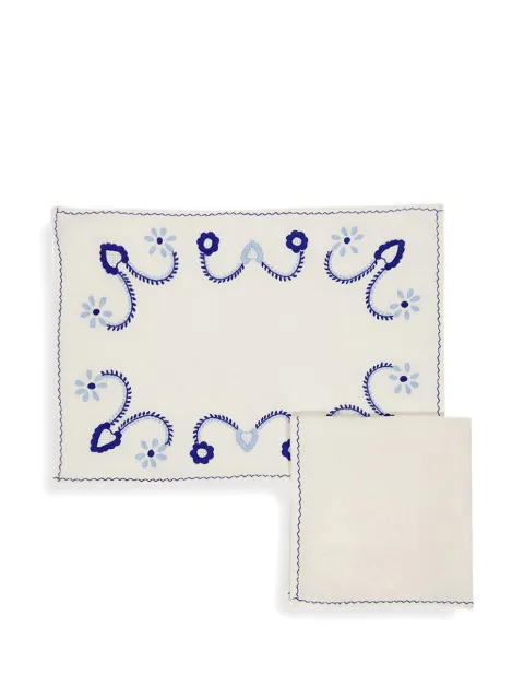 HOUSE OF CAPRICORN floral-embroidered placemat set