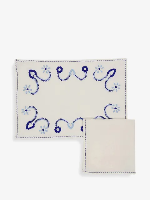 HOUSE OF CAPRICORN floral-embroidered placemat set